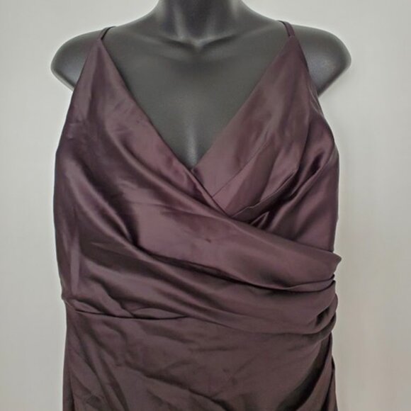 Galina Signature Black Satin Spaghetti Strap Mermaid Dress Gown Sz 18 Glam Goth - Picture 7 of 16